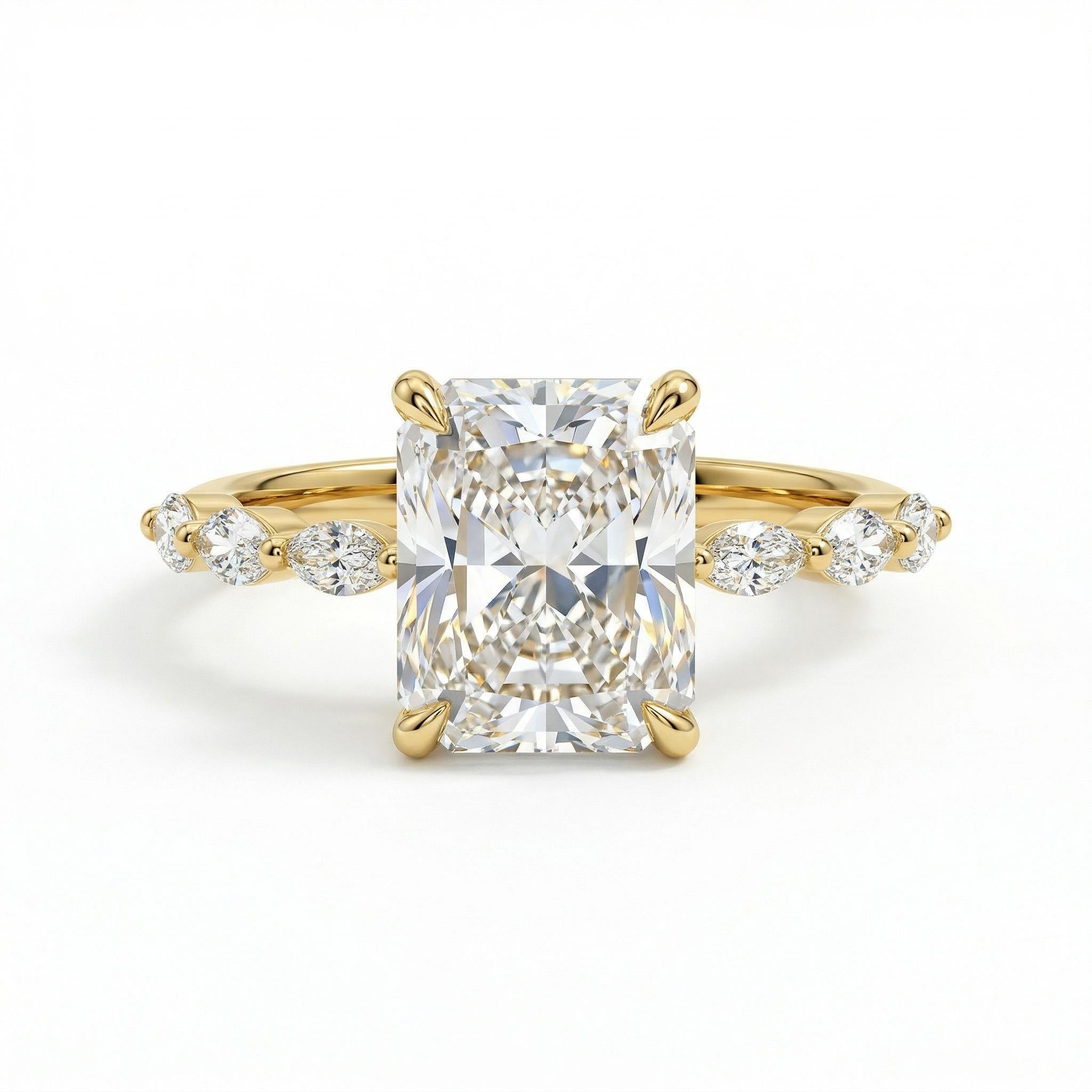4.56ct. Tw. Radiant With Marquise Cut Vvs Moissanite S925 Silver Engagement