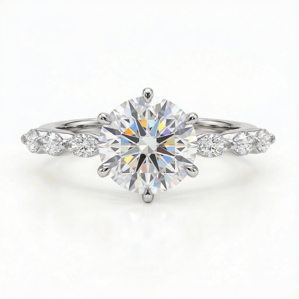 3.55ct. Tw. Sparkling Round Wiht Marquise Cut Vvs Moissanite S925 Silver - Image 5
