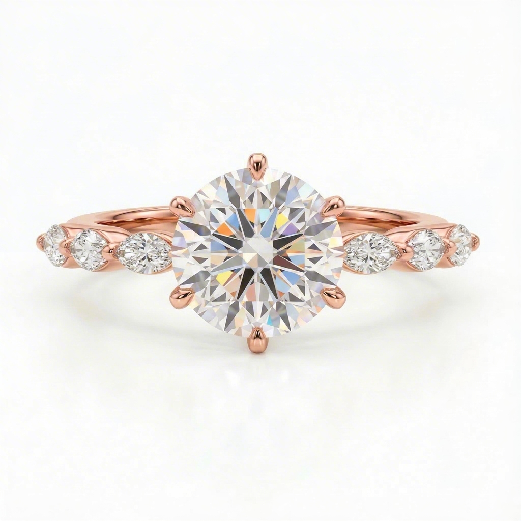 3.55ct. Tw. Sparkling Round Wiht Marquise Cut Vvs Moissanite S925 Silver - Image 6