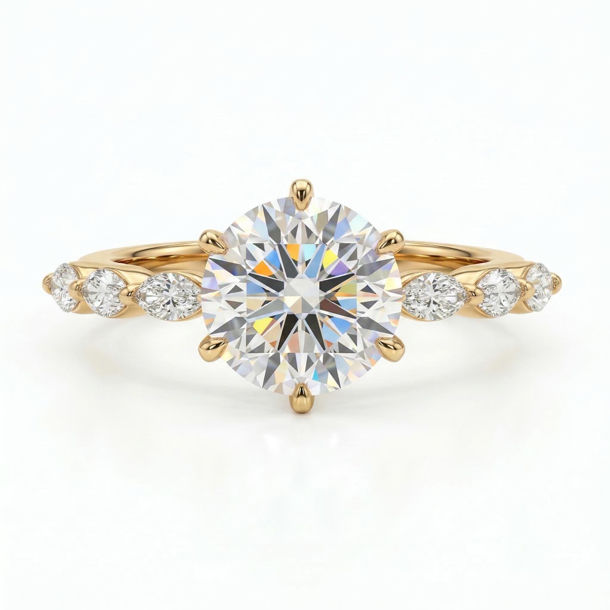 3.55ct. Tw. Sparkling Round Wiht Marquise Cut Vvs Moissanite S925 Silver