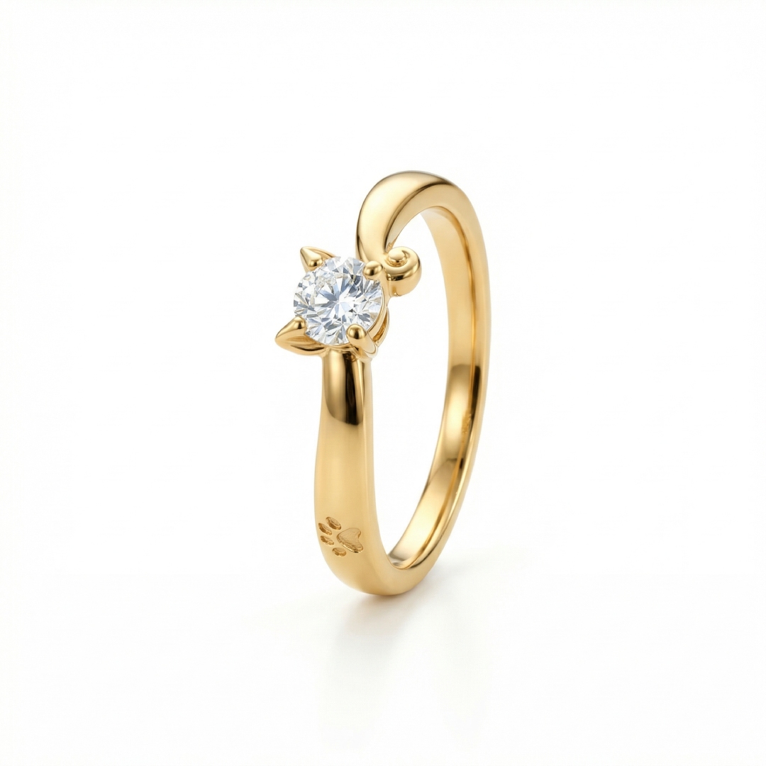0.5ct. Tw. Cat-themed Round Cut Vvs Moissanite S925 Silver Ring Iced Out - Image 4
