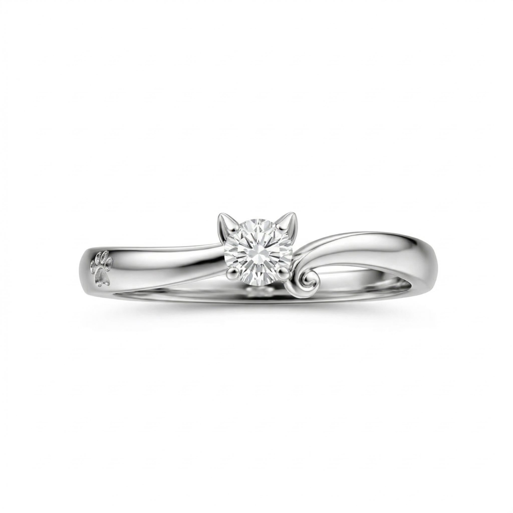 0.5ct. Tw. Cat-themed Round Cut Vvs Moissanite S925 Silver Ring Iced Out - Image 5