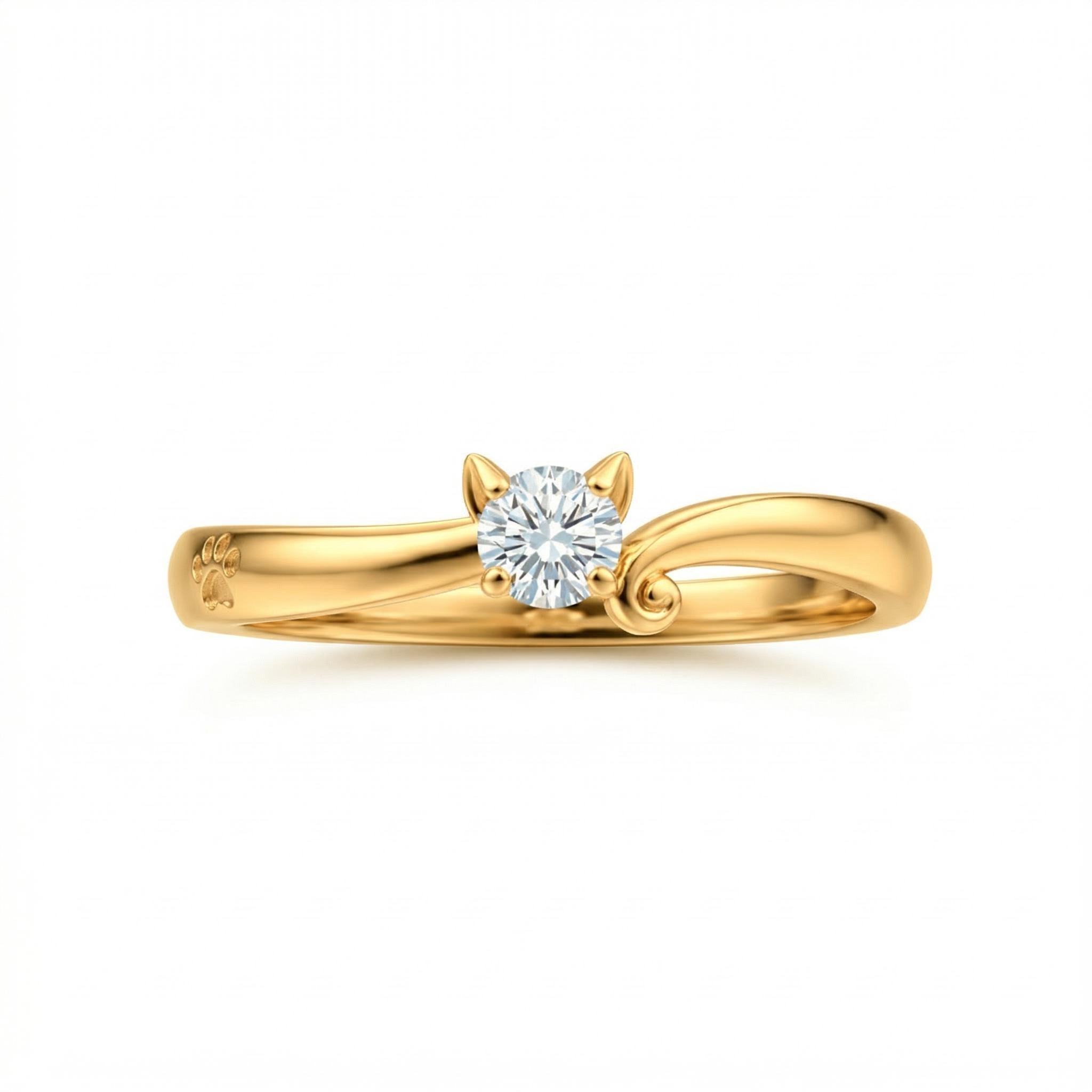 0.5ct. Tw. Cat-themed Round Cut Vvs Moissanite S925 Silver Ring Iced Out