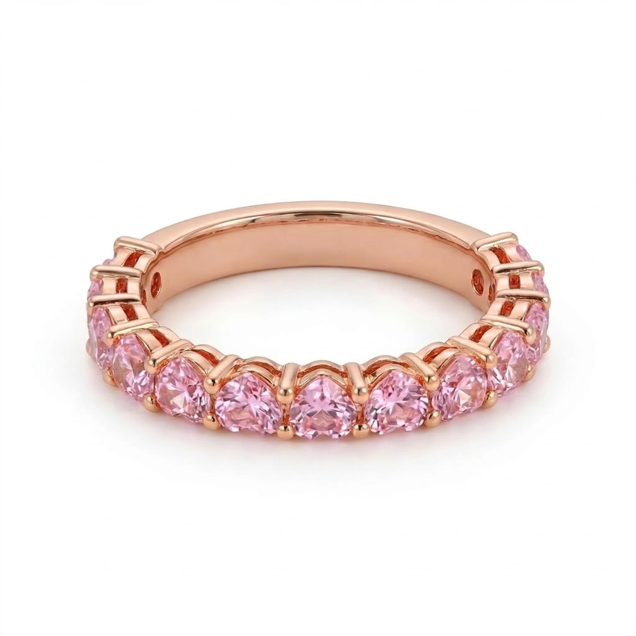 1.3ct. Tw. Eternity Pink Heart Cut S925 Silver Women's 'band Ring - Image 3