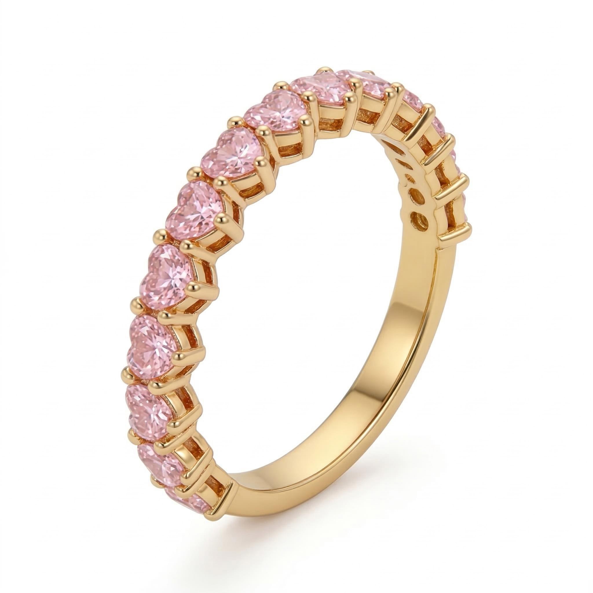 1.3ct. Tw. Eternity Pink Heart Cut S925 Silver Women's 'band Ring - Image 5