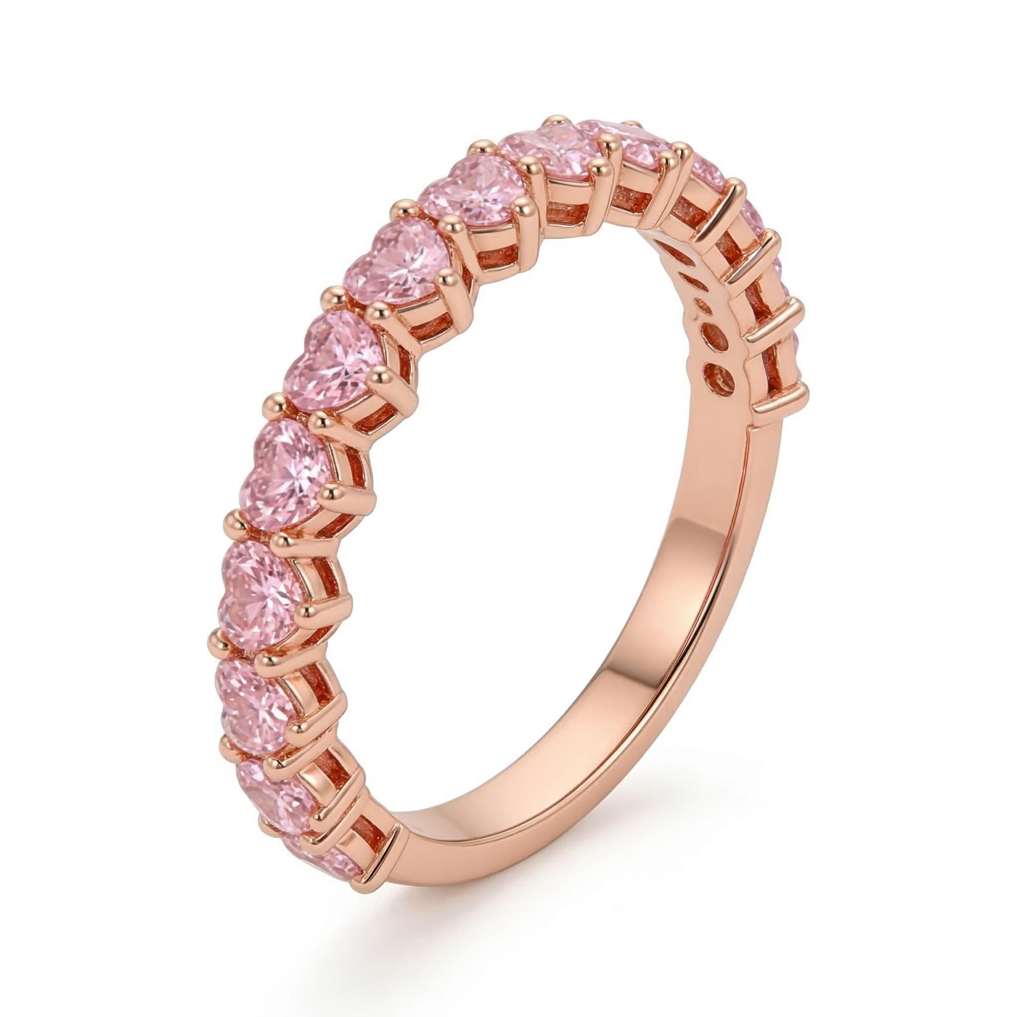 1.3ct. Tw. Eternity Pink Heart Cut S925 Silver Women's 'band Ring