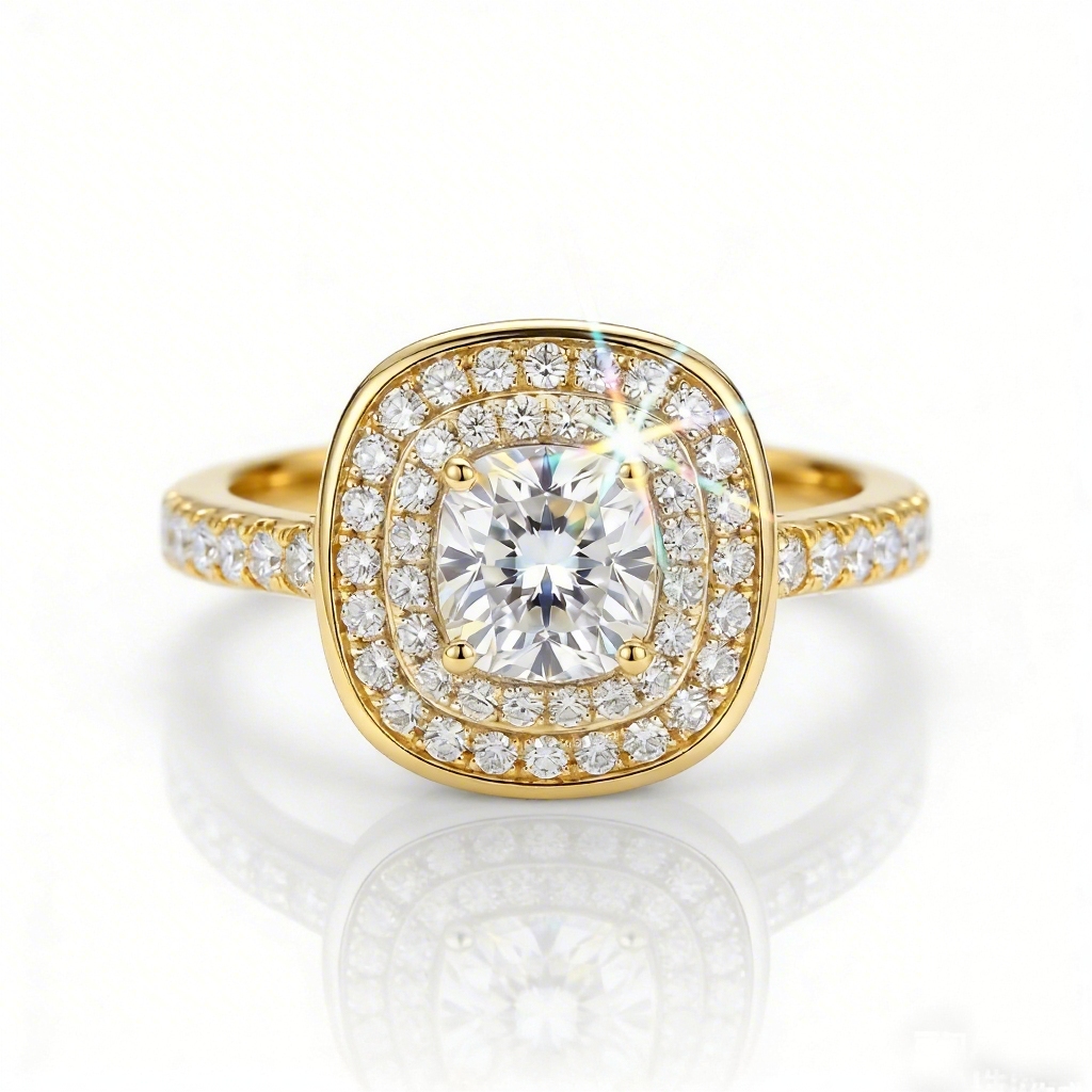 1.85ct. Tw. Double Halo Cushion Cut Vvs Moissanite S925 Silver Engagement - Image 4