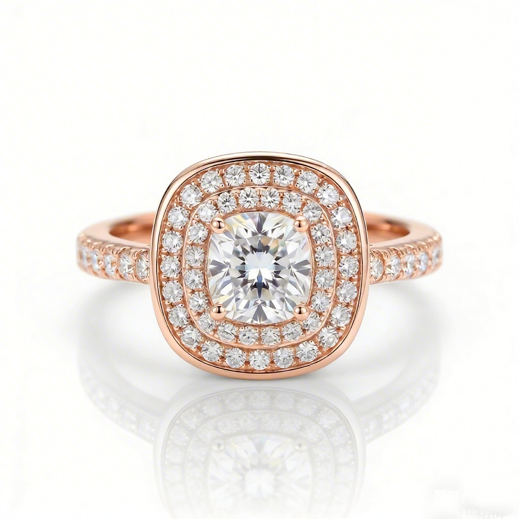 1.85ct. Tw. Double Halo Cushion Cut Vvs Moissanite S925 Silver Engagement - Image 5
