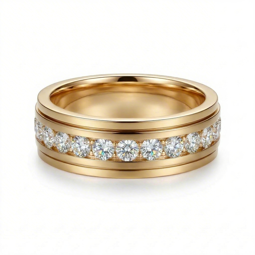 Sparkle Diamond Eternity Channel S925 Silver Wedding Band Ring Moissanite - Image 3