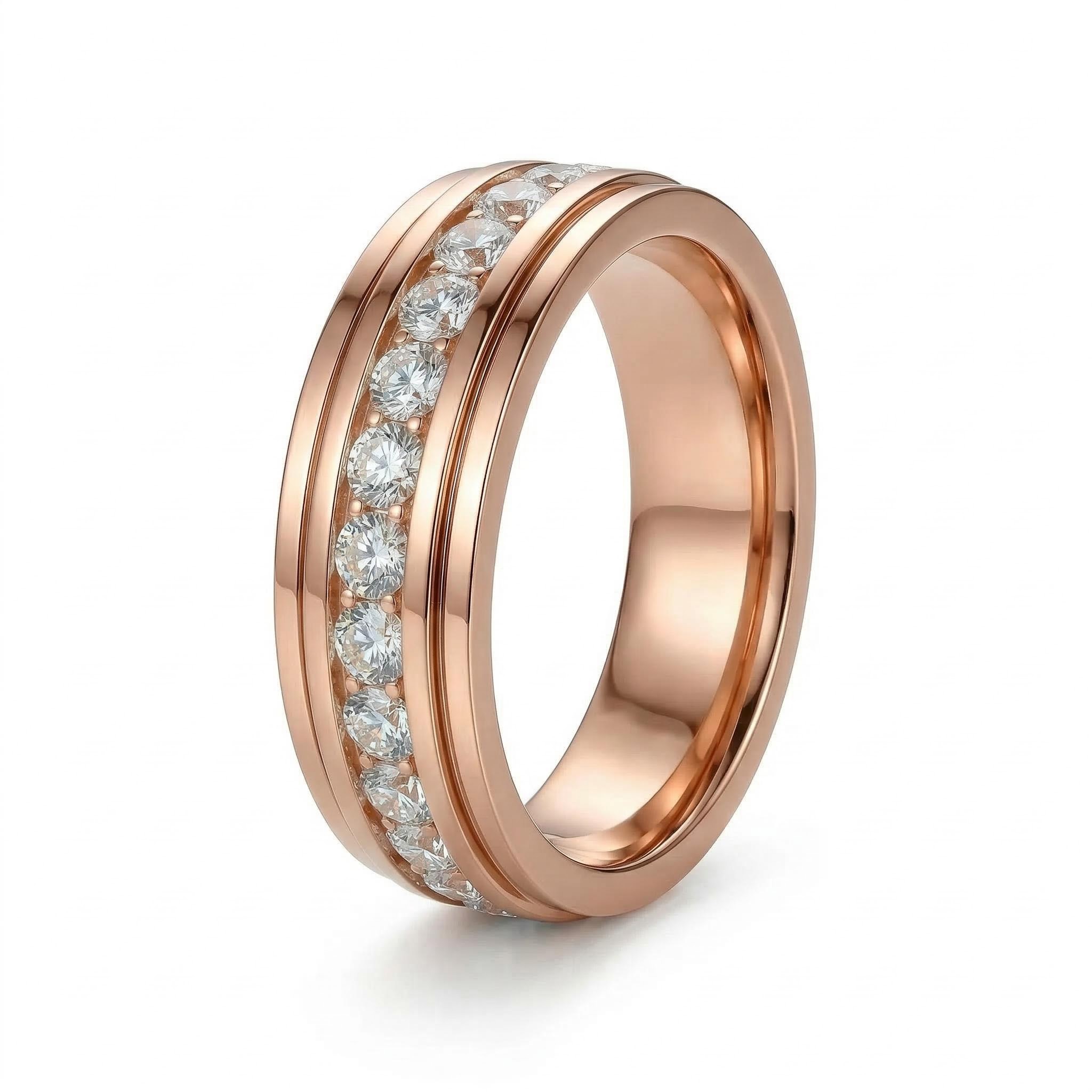 Sparkle Diamond Eternity Channel S925 Silver Wedding Band Ring Moissanite - Image 4