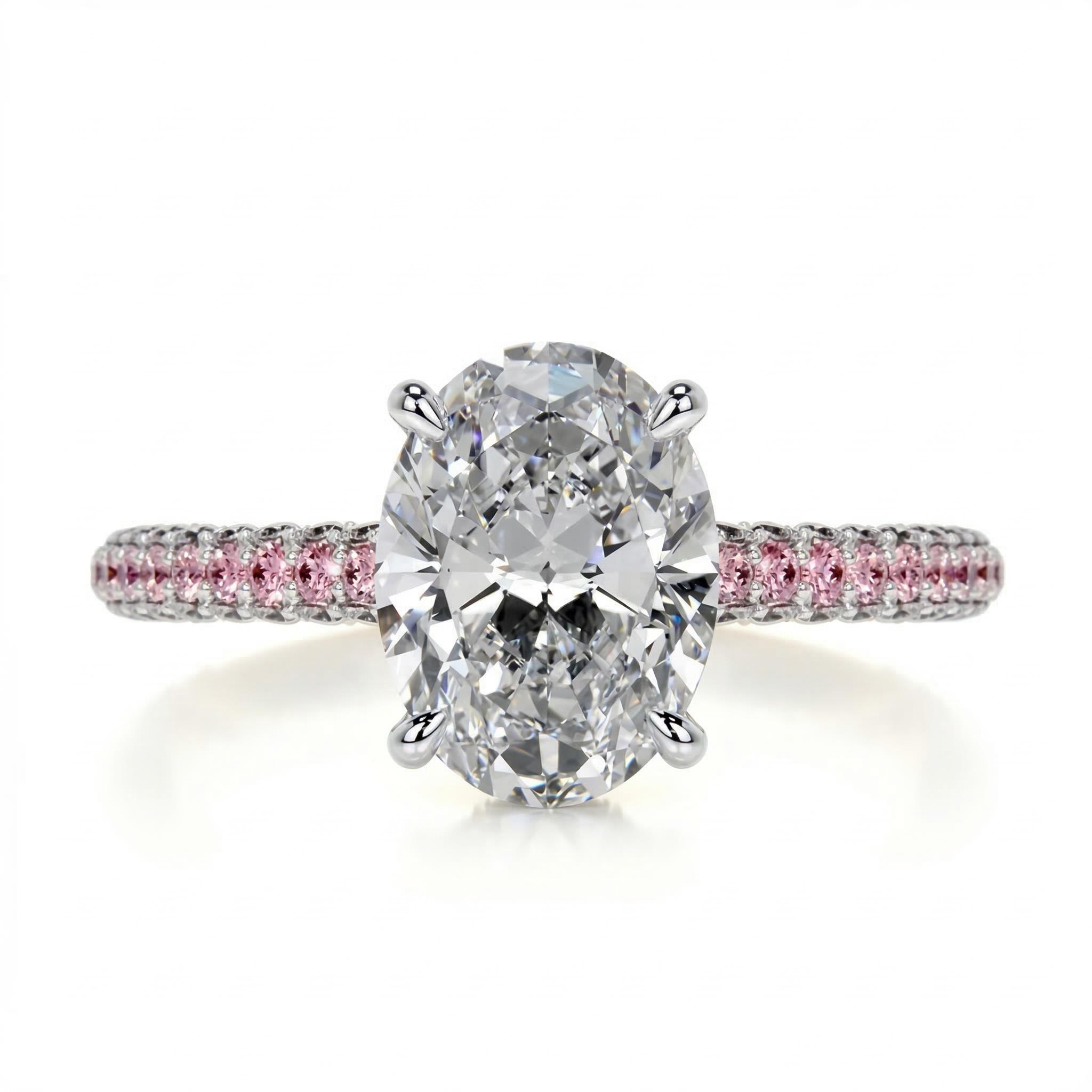 Street Luxury 8.73ct. Tw. Oval Cut Pink Pavé S925 Silver Engagement Ring - Image 6