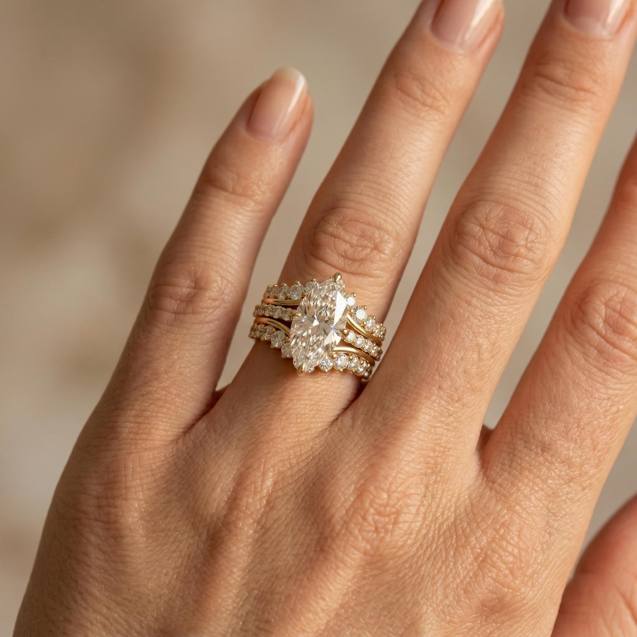 3.31ct.tw Marquise Cut Engagement Ring With Crown Enhancer Band Bridal Ring - Image 3