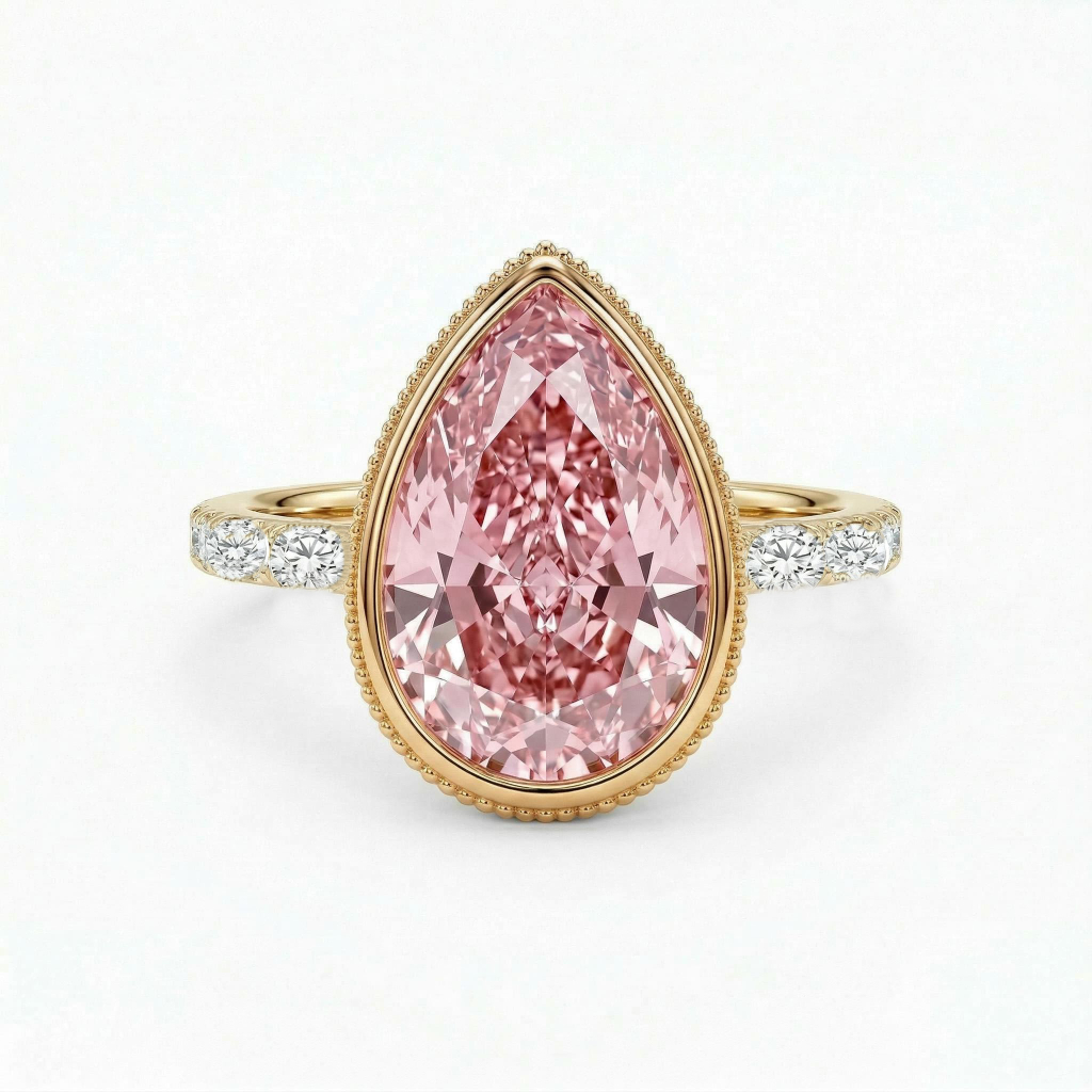 4.5 Ct.tw Elegant Pink Pear Cut Hidden Marquise Cut Halo S925 Silver - Image 3