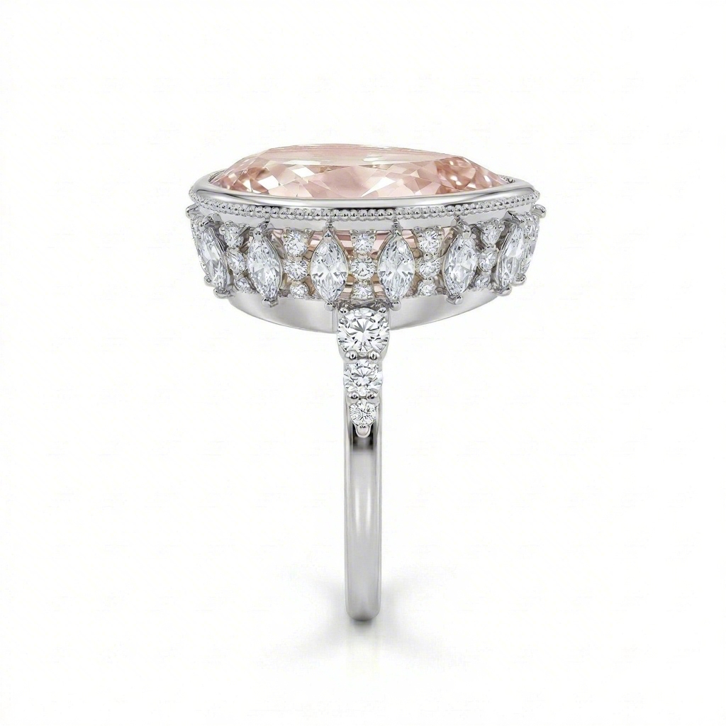 4.5 Ct.tw Elegant Pink Pear Cut Hidden Marquise Cut Halo S925 Silver - Image 4