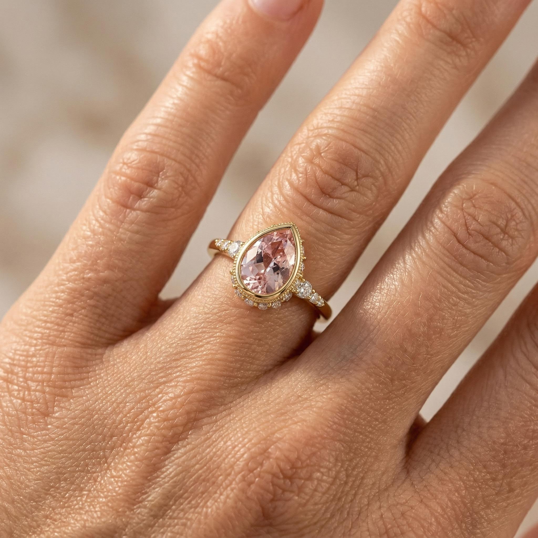 4.5 Ct.tw Elegant Pink Pear Cut Hidden Marquise Cut Halo S925 Silver - Image 6