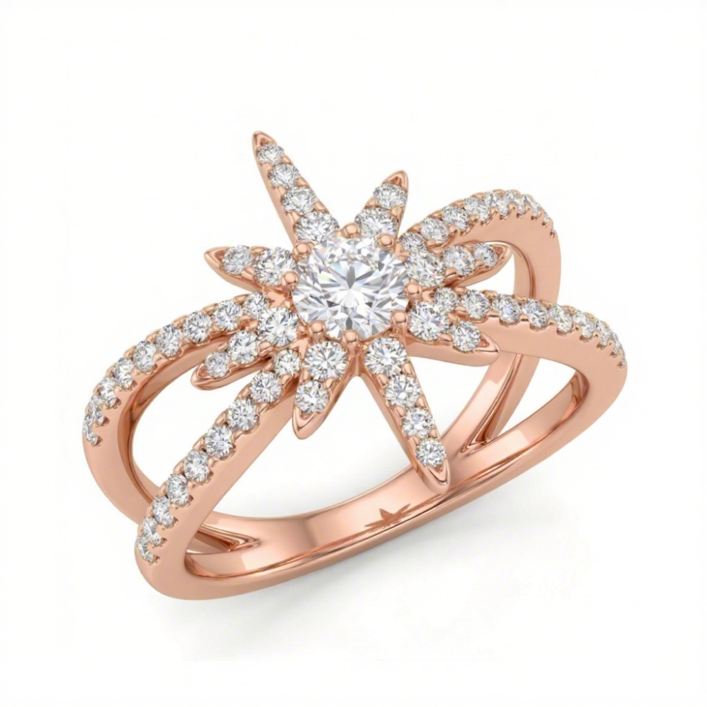 1.5 Ct.tw Starfish Round Cut S925 Silver Engagement Ring Moissanite - Image 5