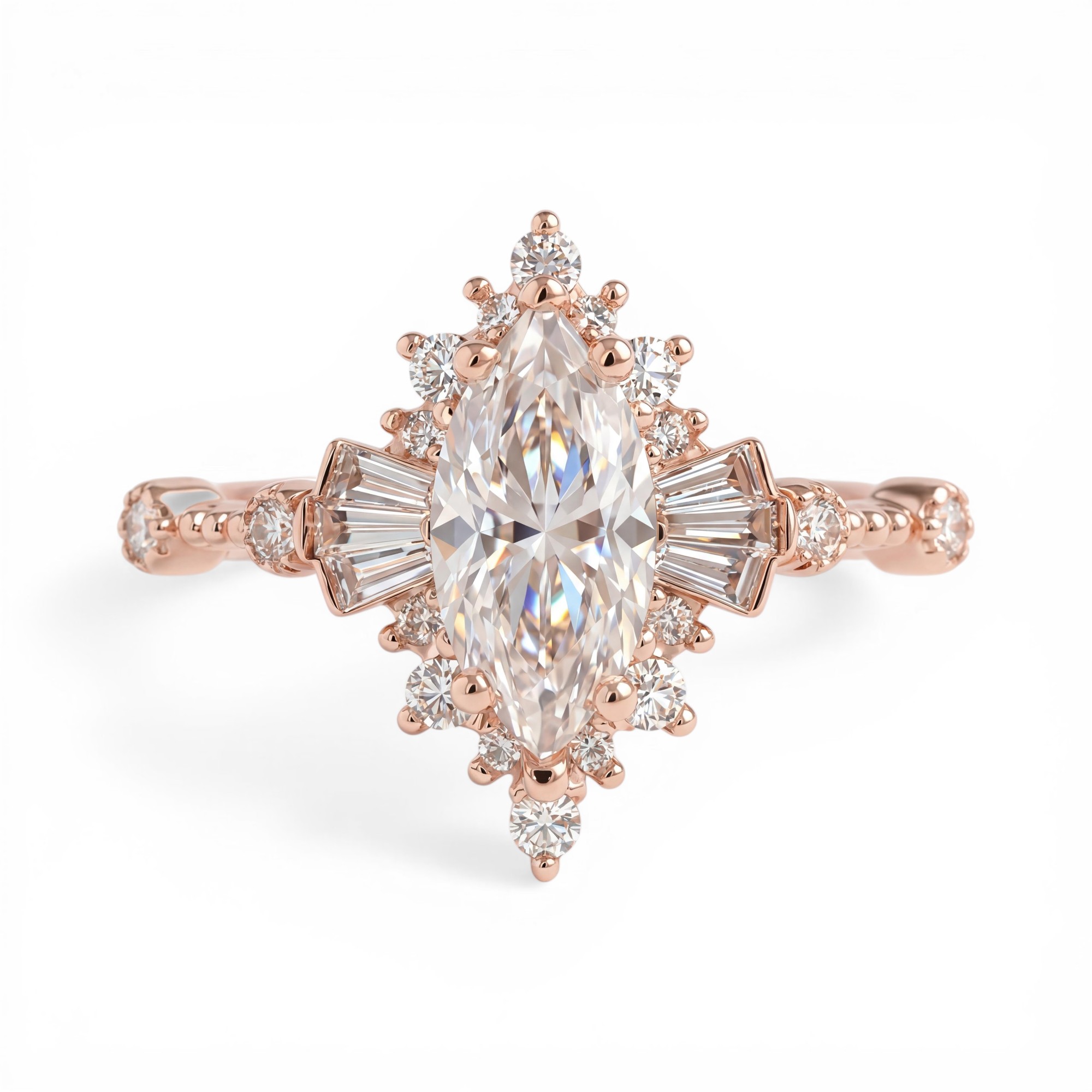 2.8 Ct.tw Vintage Halo Marquise Cut S925 Silver Engagement Ring Moissanite