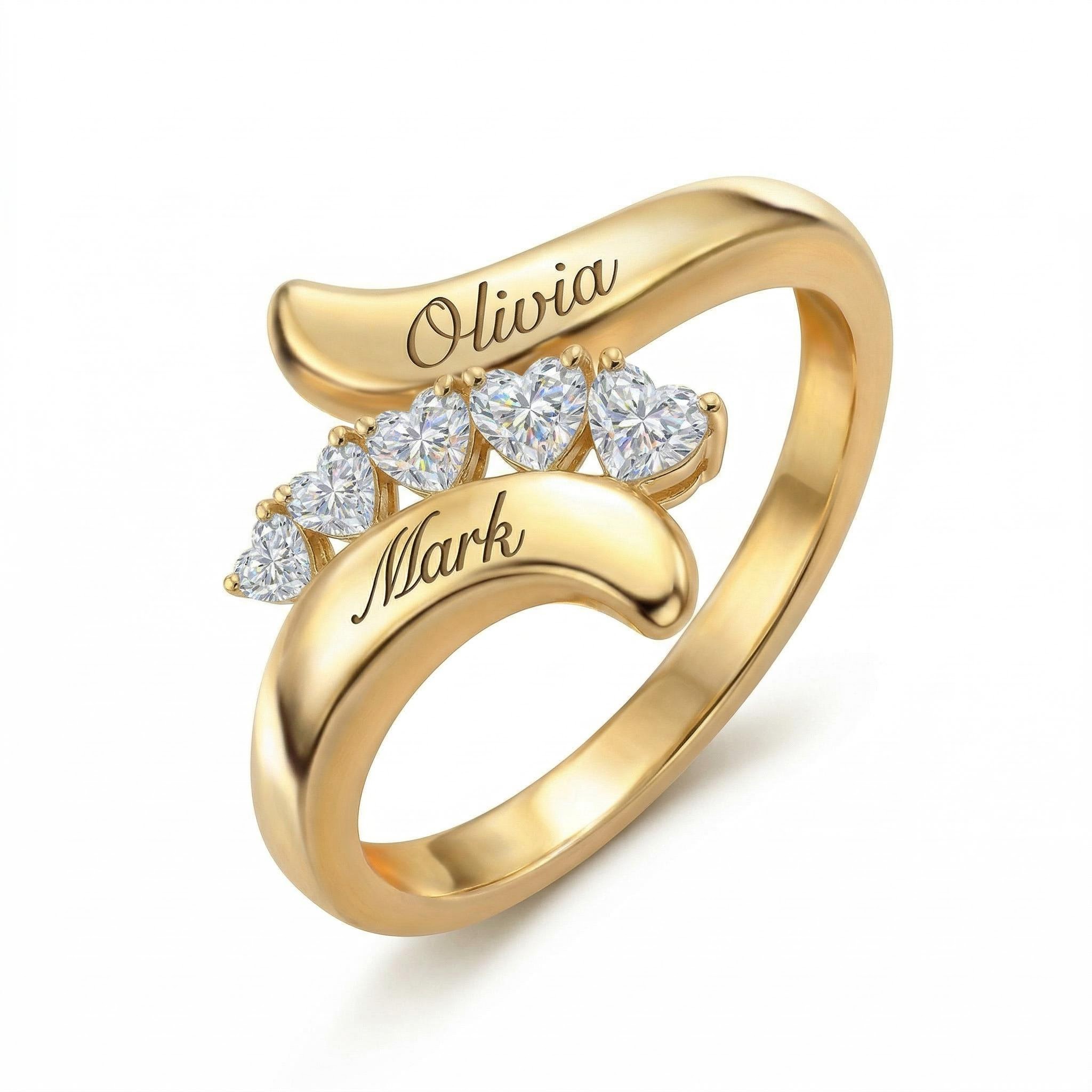 Customizable Name/date Heart Cut S925 Silver Ring Moissanite - Image 3