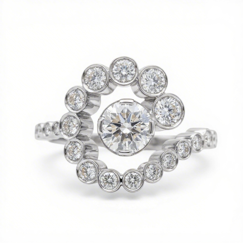 2.2 Ct.tw Halo Round Cut S925 Silver Engagement Ring Moissanite - Image 4