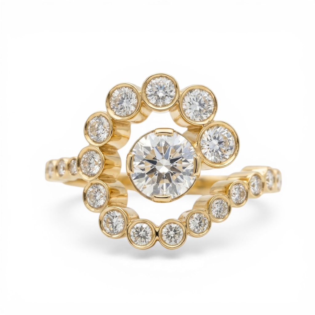 2.2 Ct.tw Halo Round Cut S925 Silver Engagement Ring Moissanite