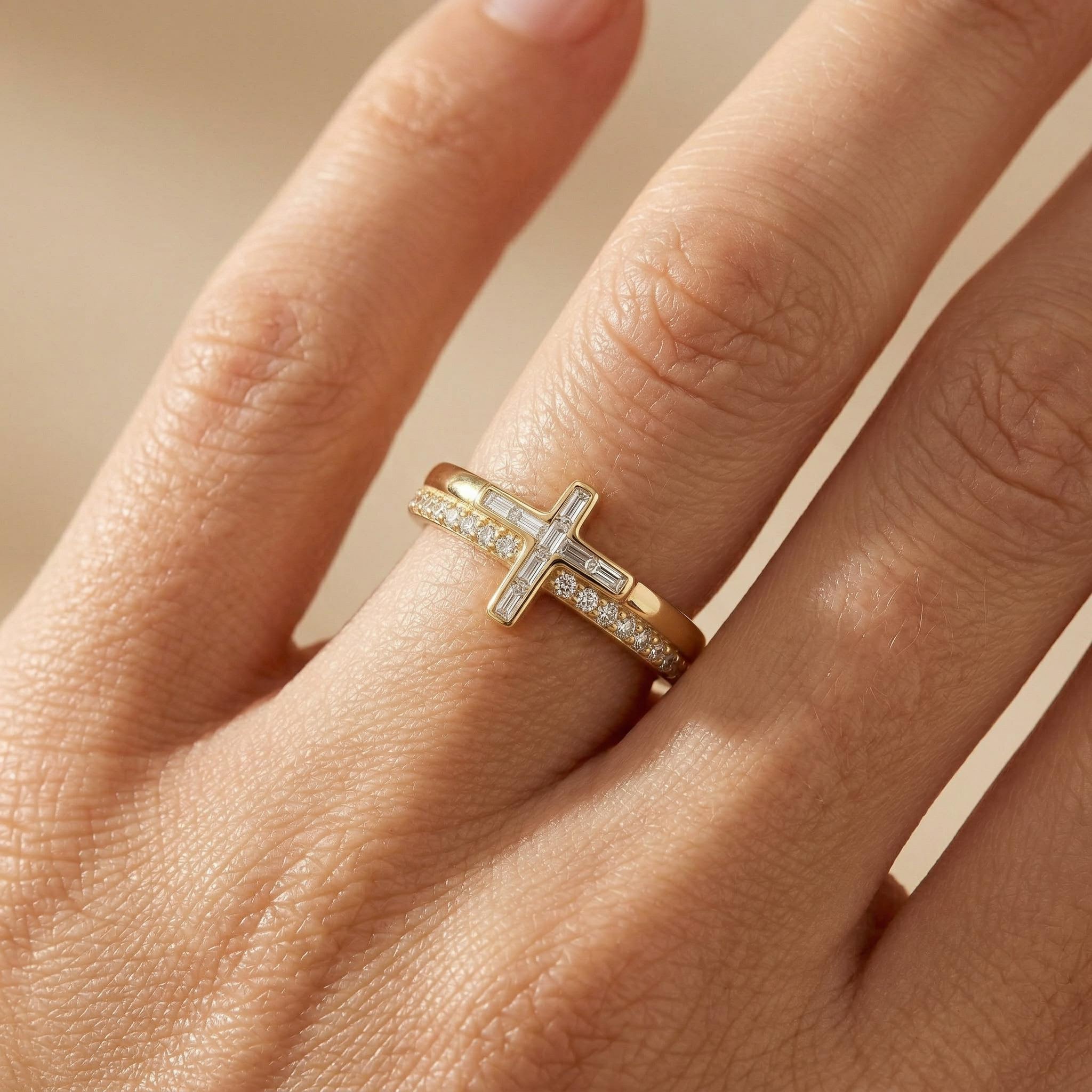 0.39ct.tw Cross-shaped Baguette Cut S925 Silver Women's Band Moissanite - Image 3