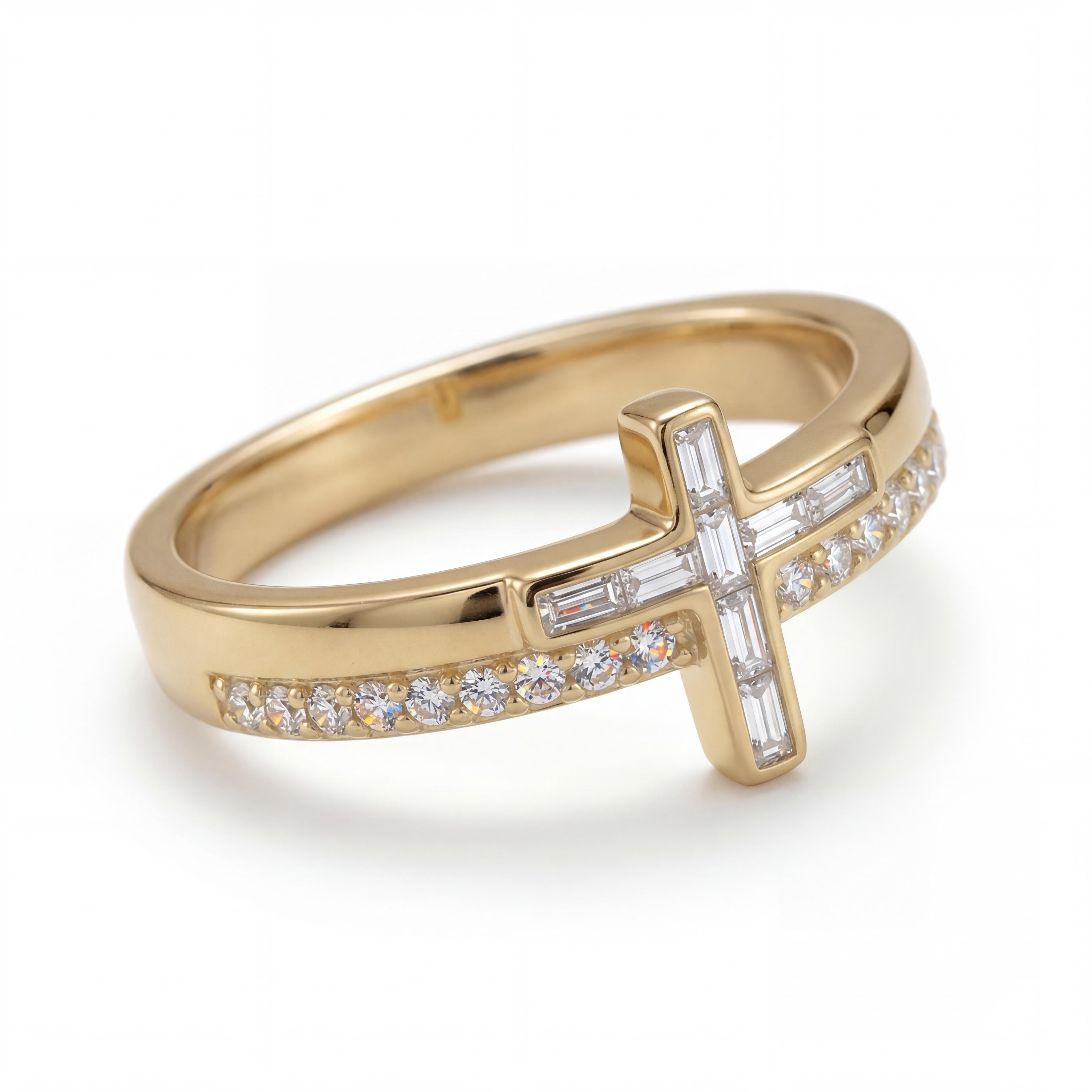 0.39ct.tw Cross-shaped Baguette Cut S925 Silver Women's Band Moissanite - Image 4