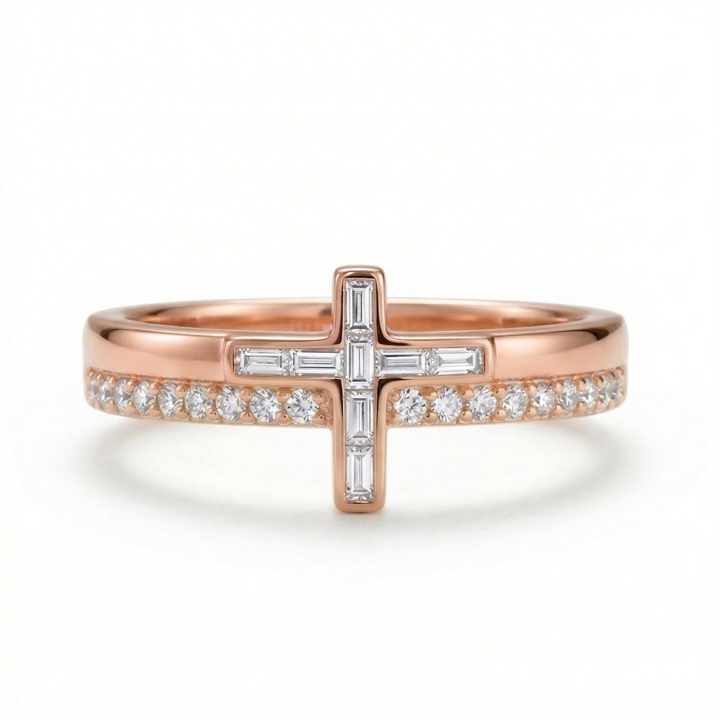 0.39ct.tw Cross-shaped Baguette Cut S925 Silver Women's Band Moissanite - Image 6