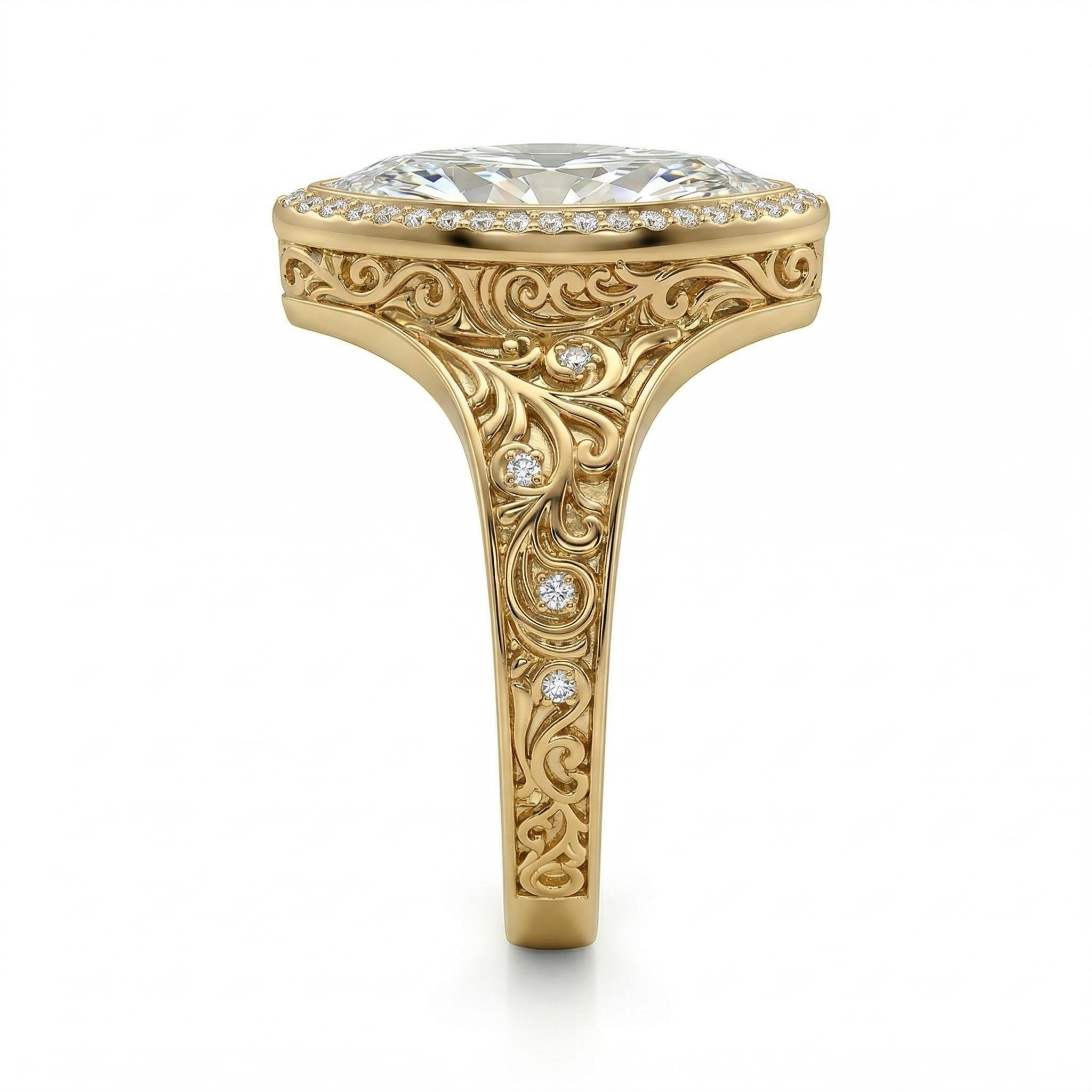 3.3 Ct.tw Vintage Filigree Marquise Cut S925 Silver Halo Engagement Ring - Image 4
