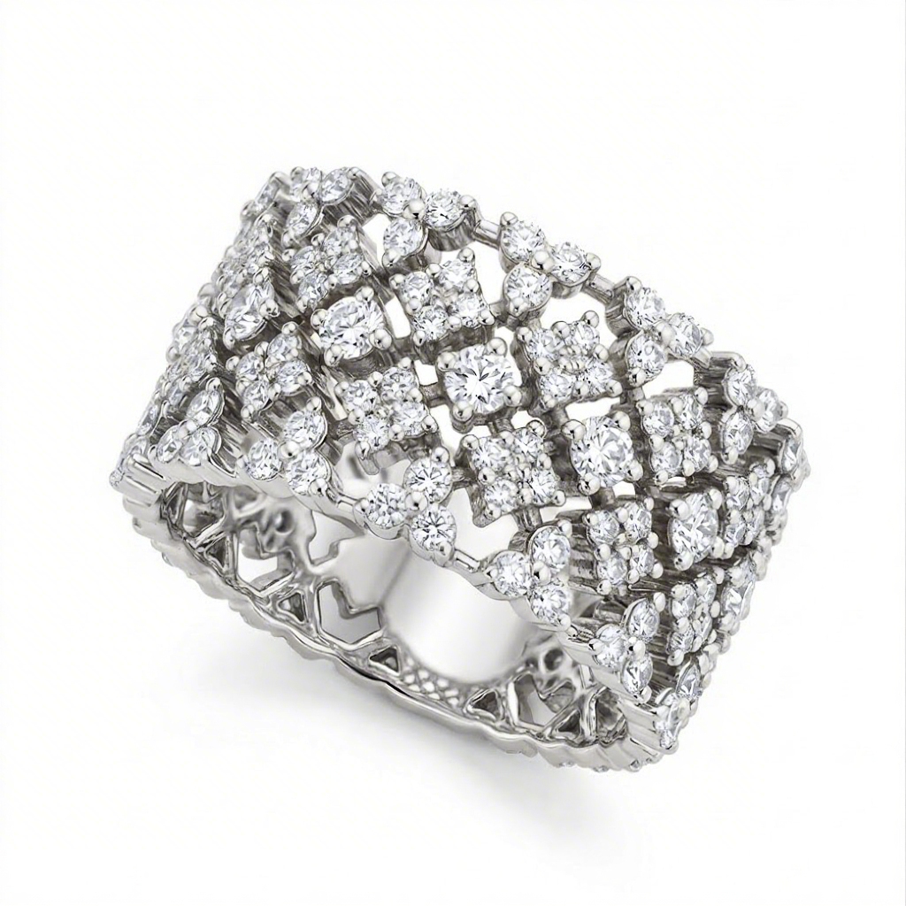 3.7 Ct.tw Sparkling Round Cut S925 Silver Width Women's Band Moissanite - Image 6