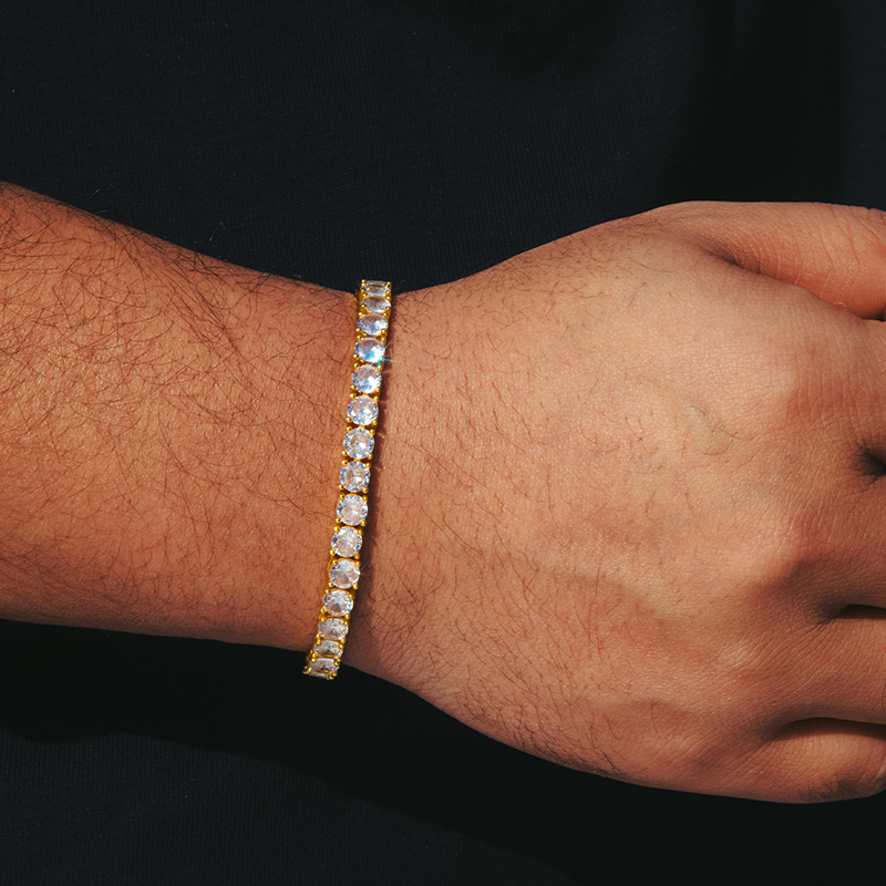 5mm 18k Gold Single Row Tennis Bracelet Iced Out Shine With Street Luxury - Image 3