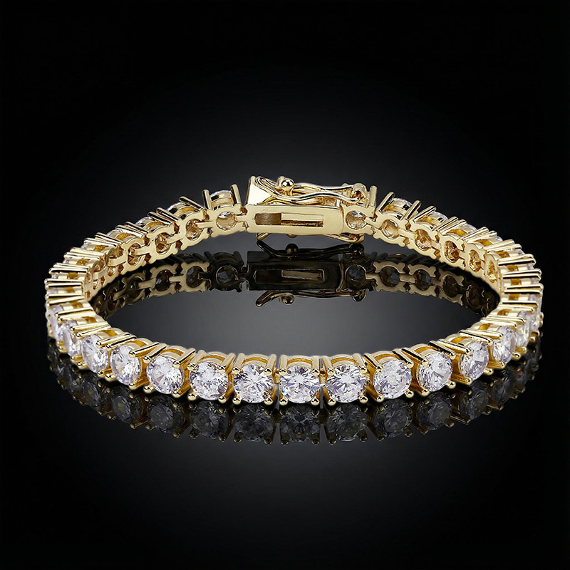 5mm 18k Gold Single Row Tennis Bracelet Iced Out Shine With Street Luxury