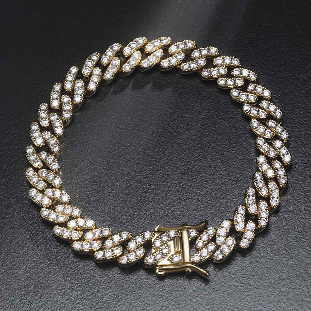 Iced Out 8mm Cuban Link Bracelet In Gold With Street Luxury Shine - Image 3