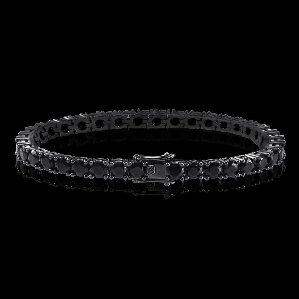5mm Black Stones Tennis Bracelet In Black Gold With Iced Out Shine - Image 3