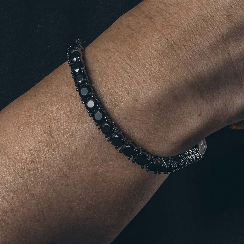 5mm Black Stones Tennis Bracelet In Black Gold With Iced Out Shine