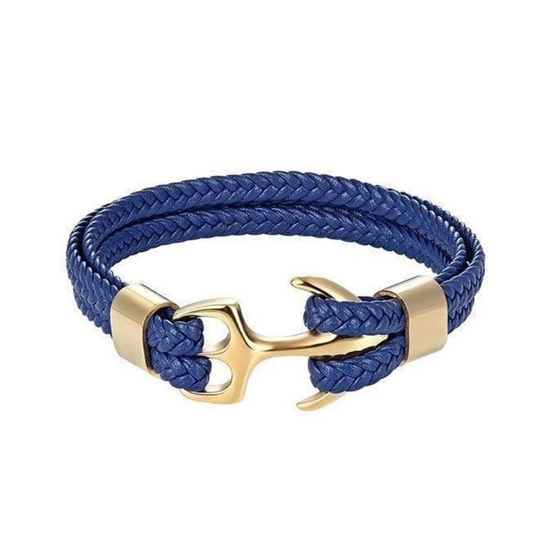 Black Braided Leather Anchor Bracelet Made For Street Luxury Energy - Image 3