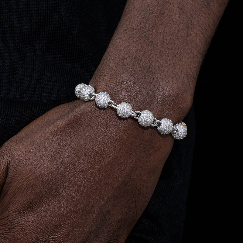 8mm Iced Out Beads Bracelet Gold With Street Luxury Shine