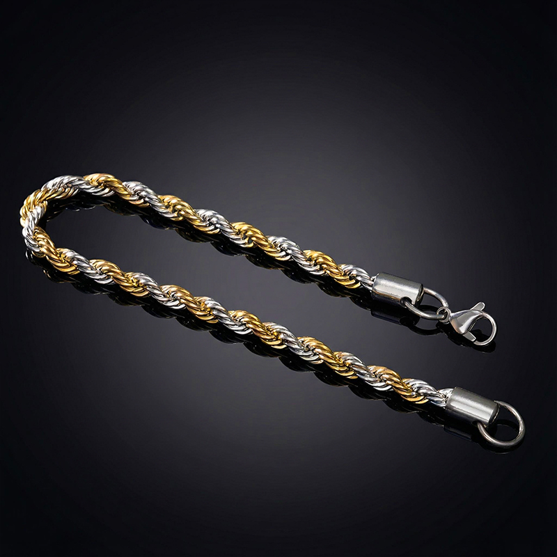 5mm Gold & Silver Two-tone Rope Bracelet With Street Luxury Shine - Image 5