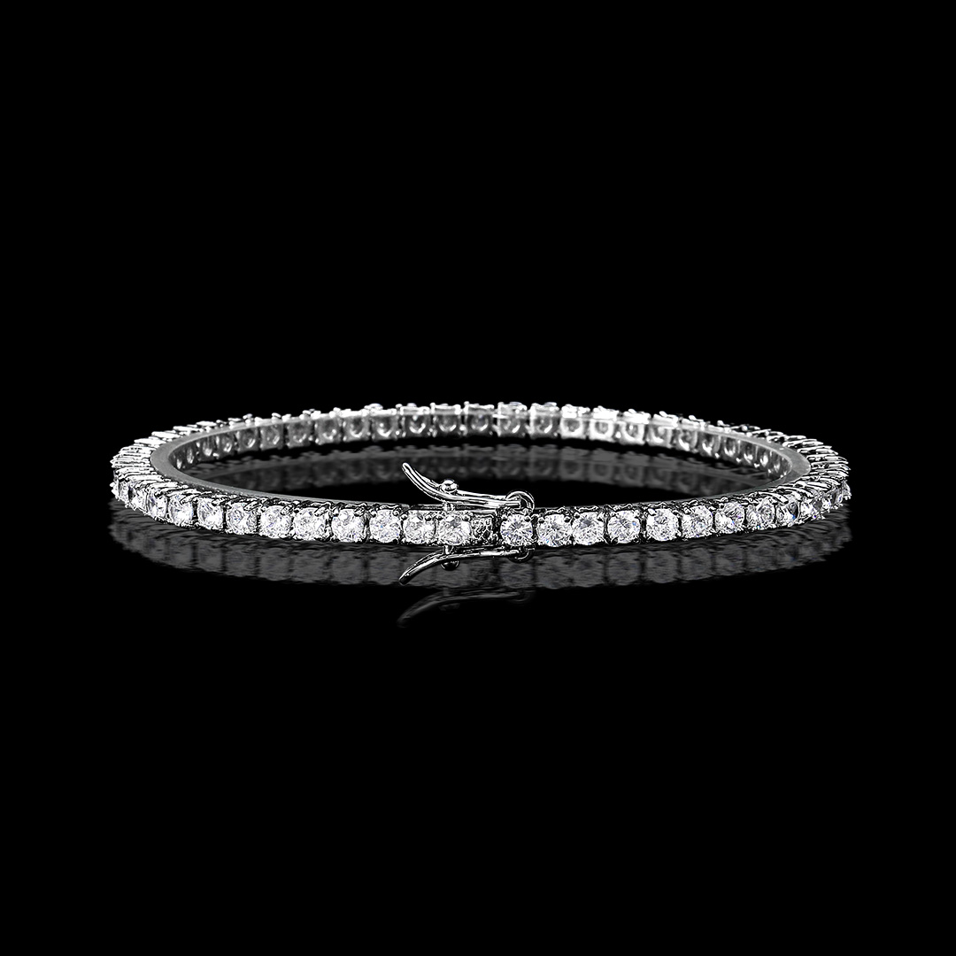 3mm Tennis Bracelet In 18k White Gold Iced Out Shine With Street Luxury - Image 3