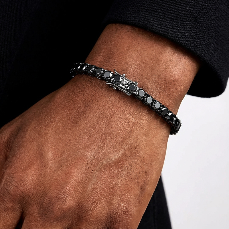 5mm Black Stones Tennis Bracelet In 18k Black Gold With Iced Out Shine - Image 3