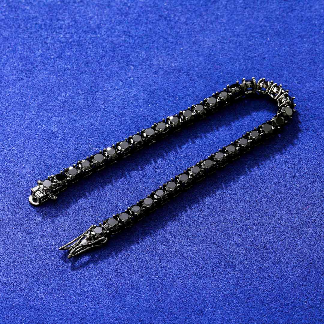 5mm Black Stones Tennis Bracelet In 18k Black Gold With Iced Out Shine - Image 4