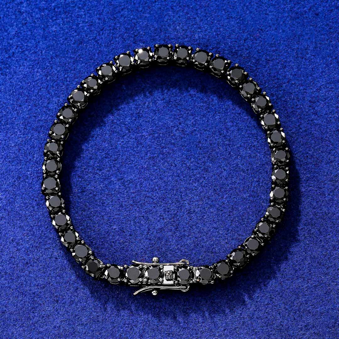 5mm Black Stones Tennis Bracelet In 18k Black Gold With Iced Out Shine - Image 5