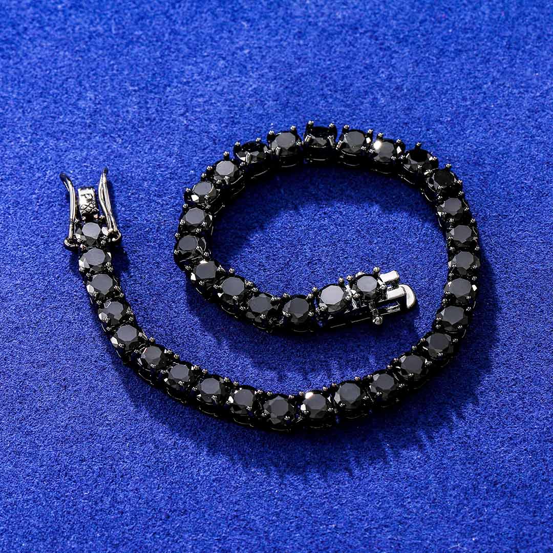 5mm Black Stones Tennis Bracelet In 18k Black Gold With Iced Out Shine - Image 6