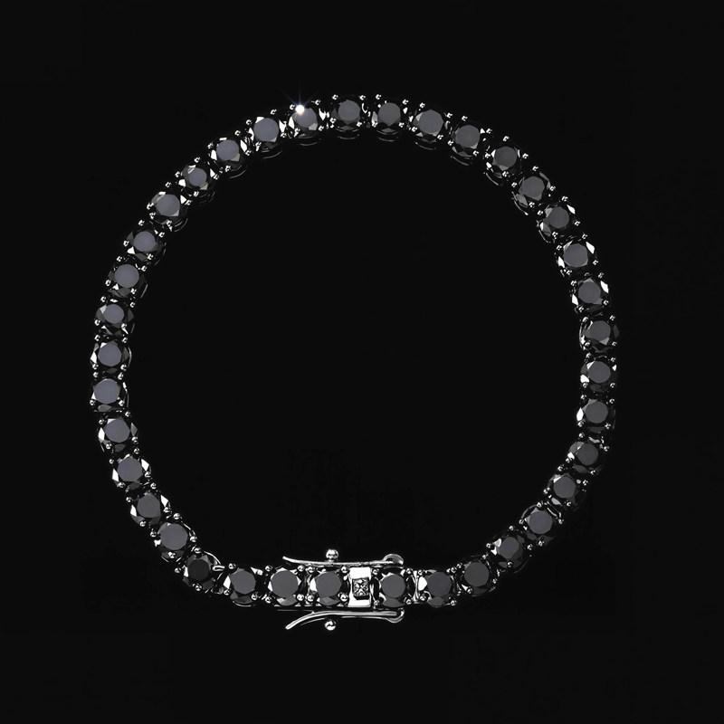 5mm Black Stones Tennis Bracelet In 18k Black Gold With Iced Out Shine - Image 8