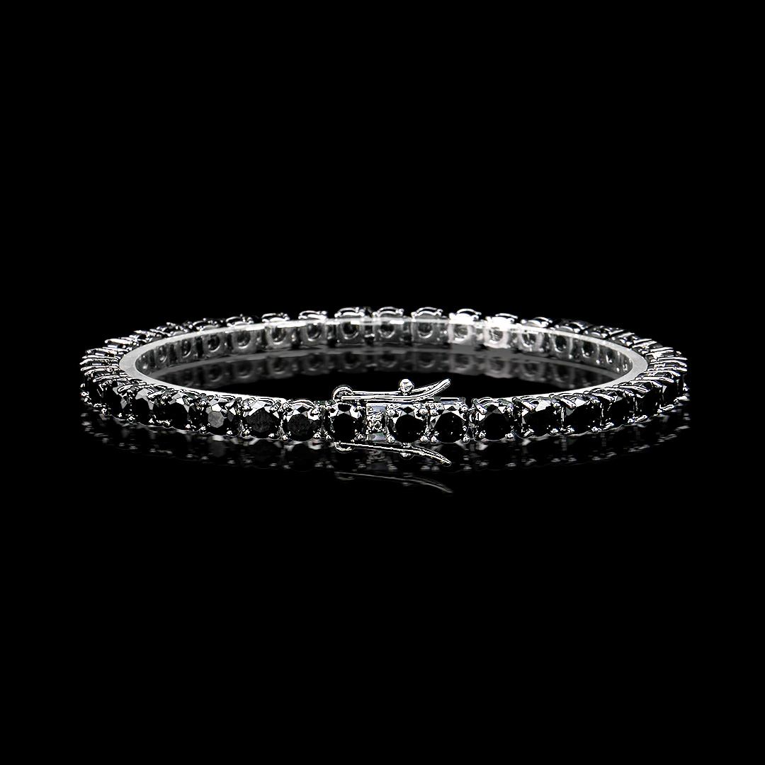 5mm Black Stones Tennis Bracelet In 18k Black Gold With Iced Out Shine