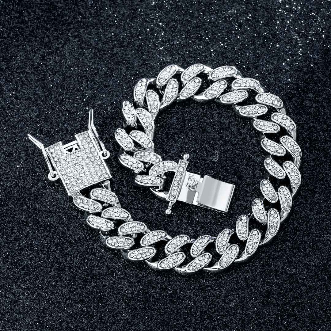 12mm Iced Out Miami Cuban Bracelet In White Gold With Street Luxury Shine - Image 5