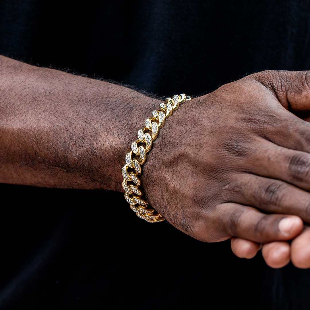 12mm Iced Out Miami Cuban Bracelet In Gold With Street Luxury Shine - Image 3