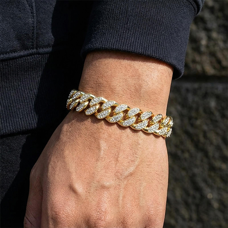 12mm Iced Out Miami Cuban Bracelet In Gold With Street Luxury Shine - Image 5