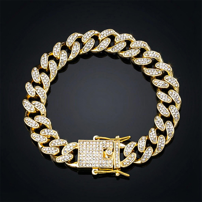 12mm Iced Out Miami Cuban Bracelet In Gold With Street Luxury Shine