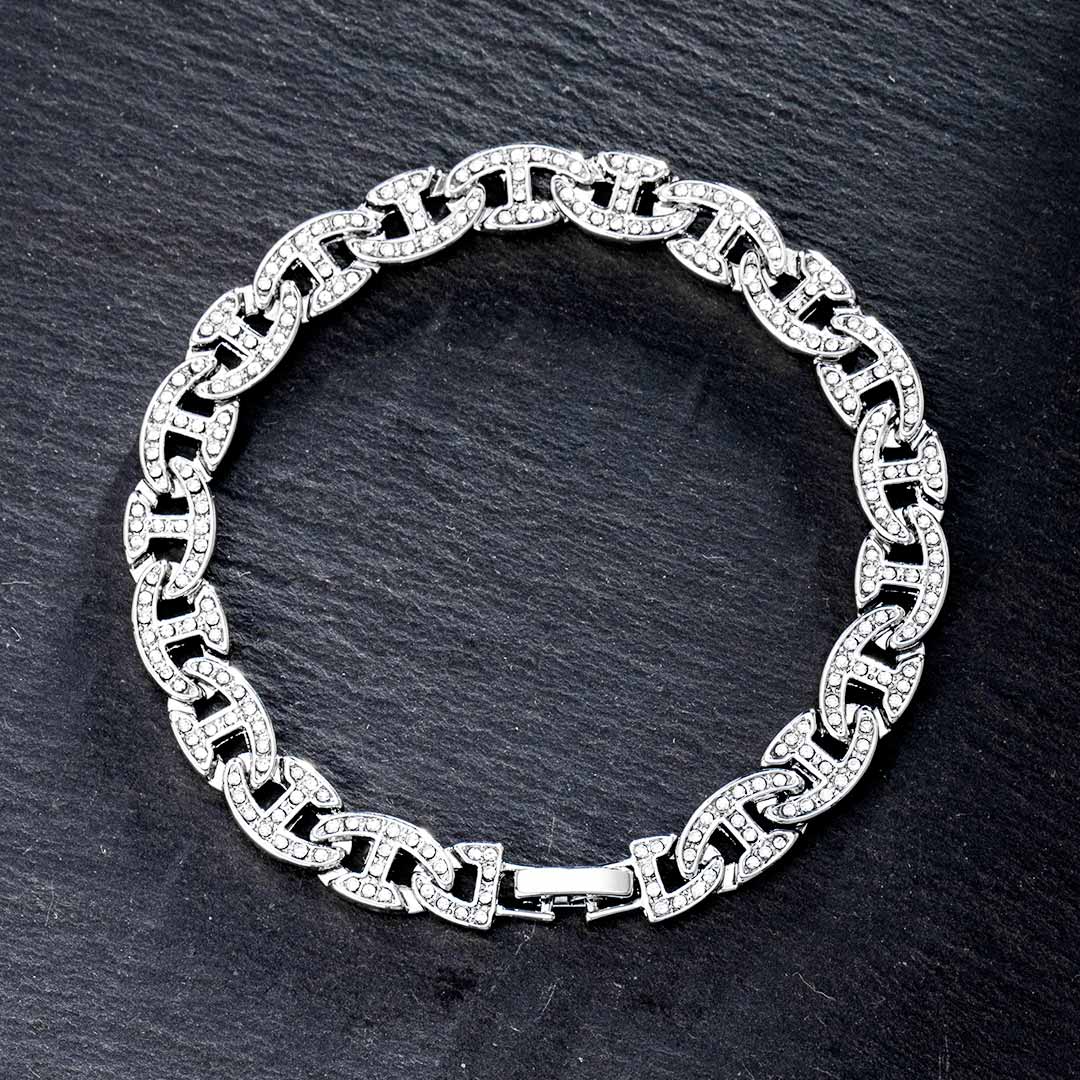 8mm Iced Out G-link Bracelet In White Gold With Street Luxury Shine - Image 3