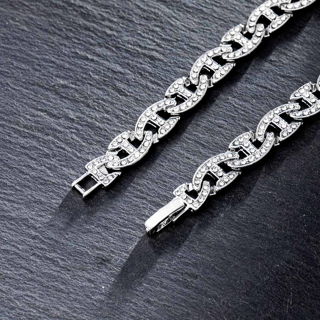 8mm Iced Out G-link Bracelet In White Gold With Street Luxury Shine - Image 5